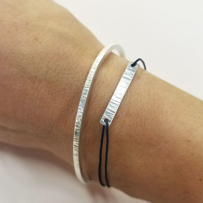bracelet argent texture écorce largeur moyenne bijouterie lyon