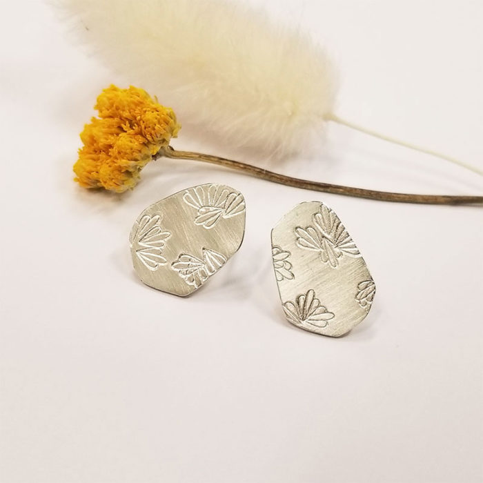 Boucles d'oreilles argent iceberg fleuri création bijou lyon